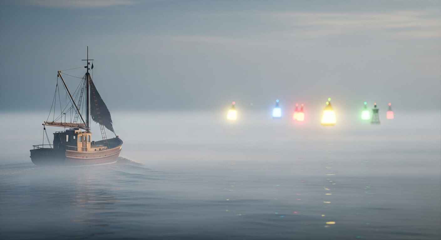 Boat navigating toward mysterious unexplored fishing waters in Fishtopia Gimkit, representing unique fishing spots and new discoveries.