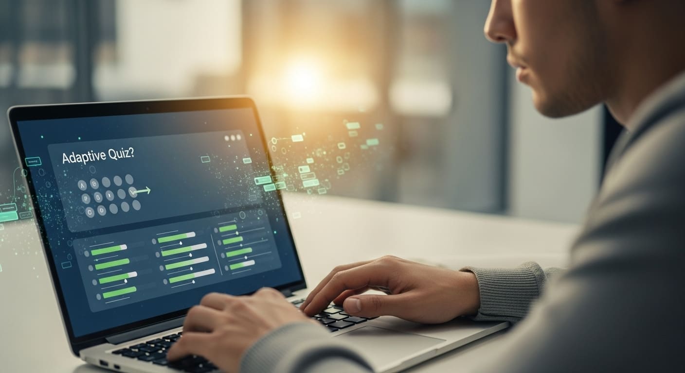 “Student focused on a personalized learning screen showing adaptive progress tracking.”