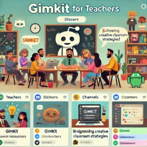 A Discord server for teachers, showcasing Gimkit-focused channels with educators chatting, sharing resources, and brainstorming creative classroom strategies in real time