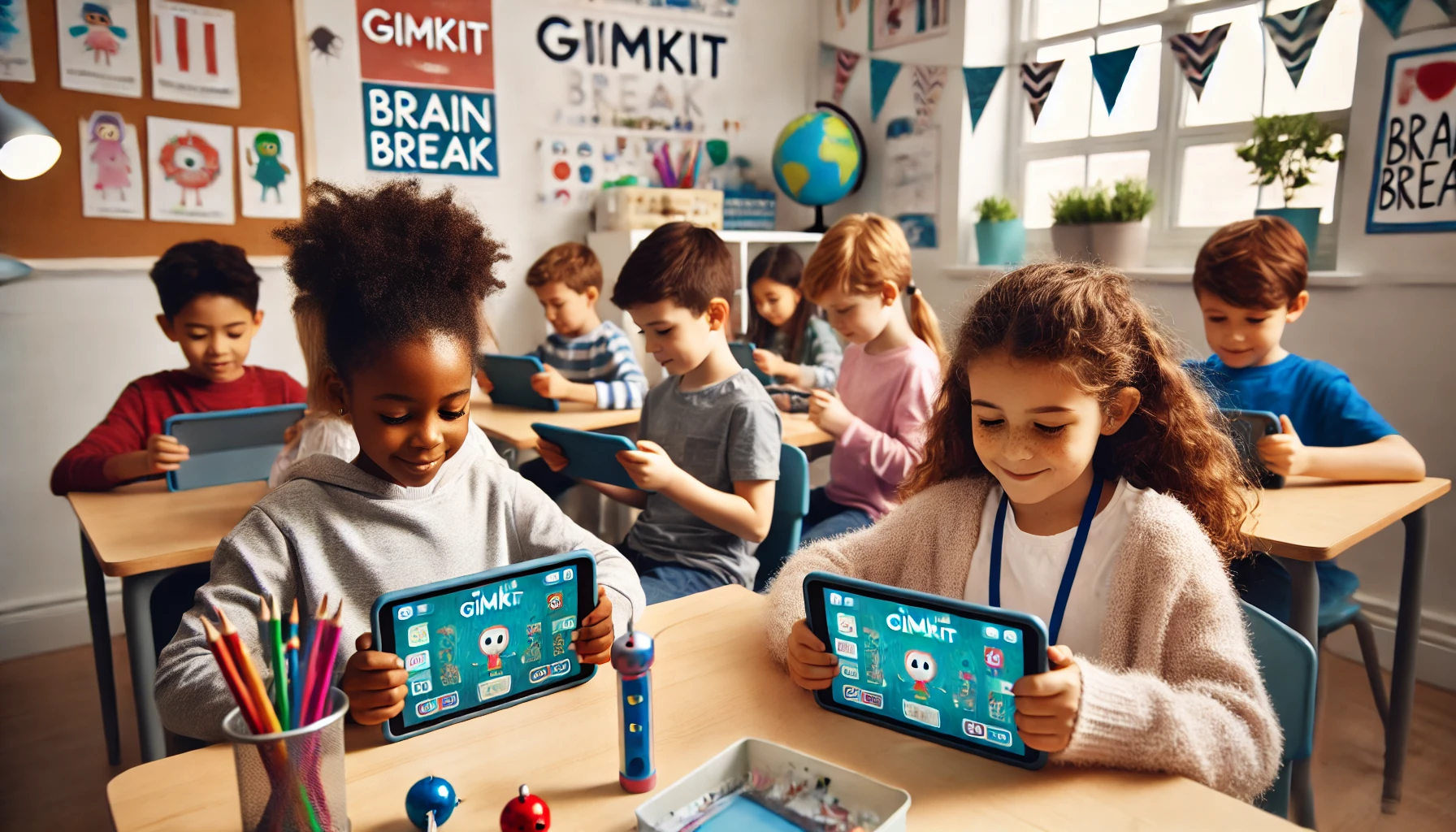 Teacher monitoring student engagement during a classroom session with Gimkit, ensuring focused participation.