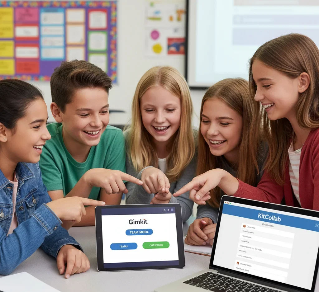 realistic image of gamified learning for middle school with Gimkit
