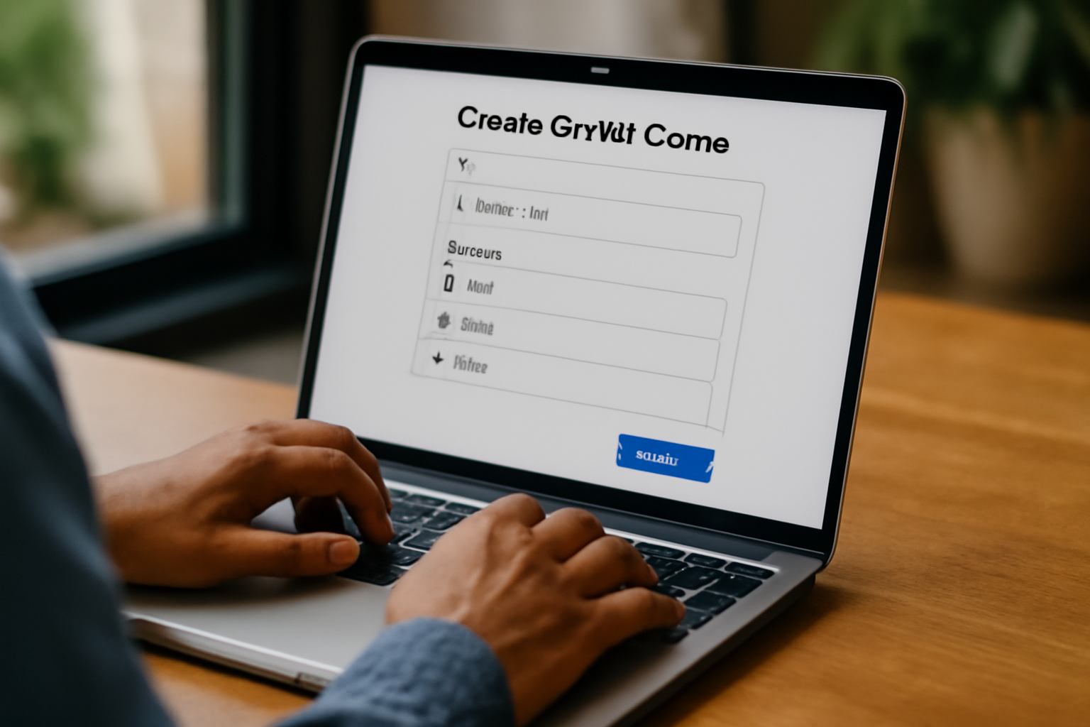 A person typing on a laptop to create a custom Gimkit game with simple multiple-choice questions designed for kids with learning disabilities.