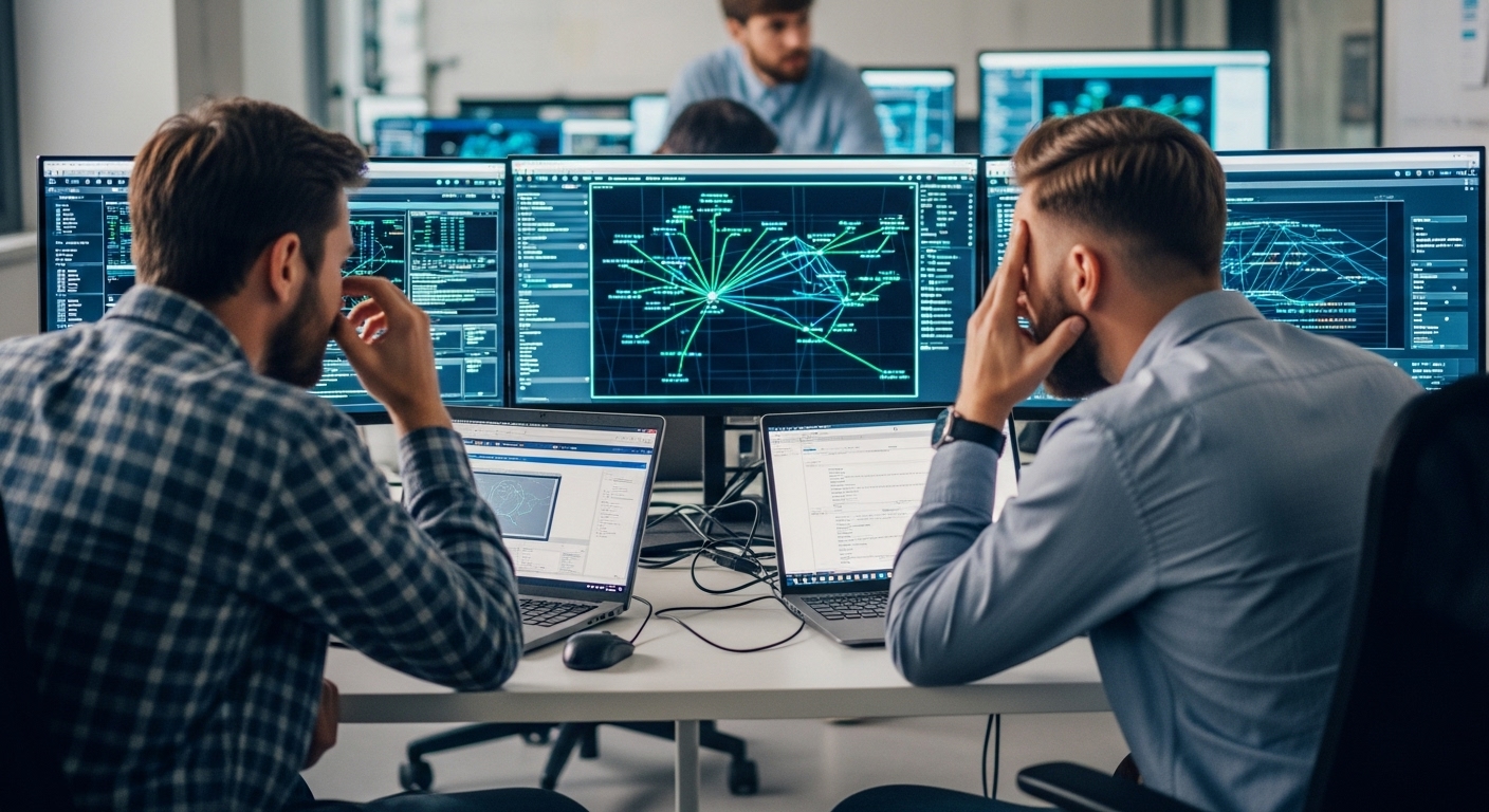 Corporate cybersecurity team participating in a high-pressure cyberattack simulation to build response agility and improve decision-making under stress