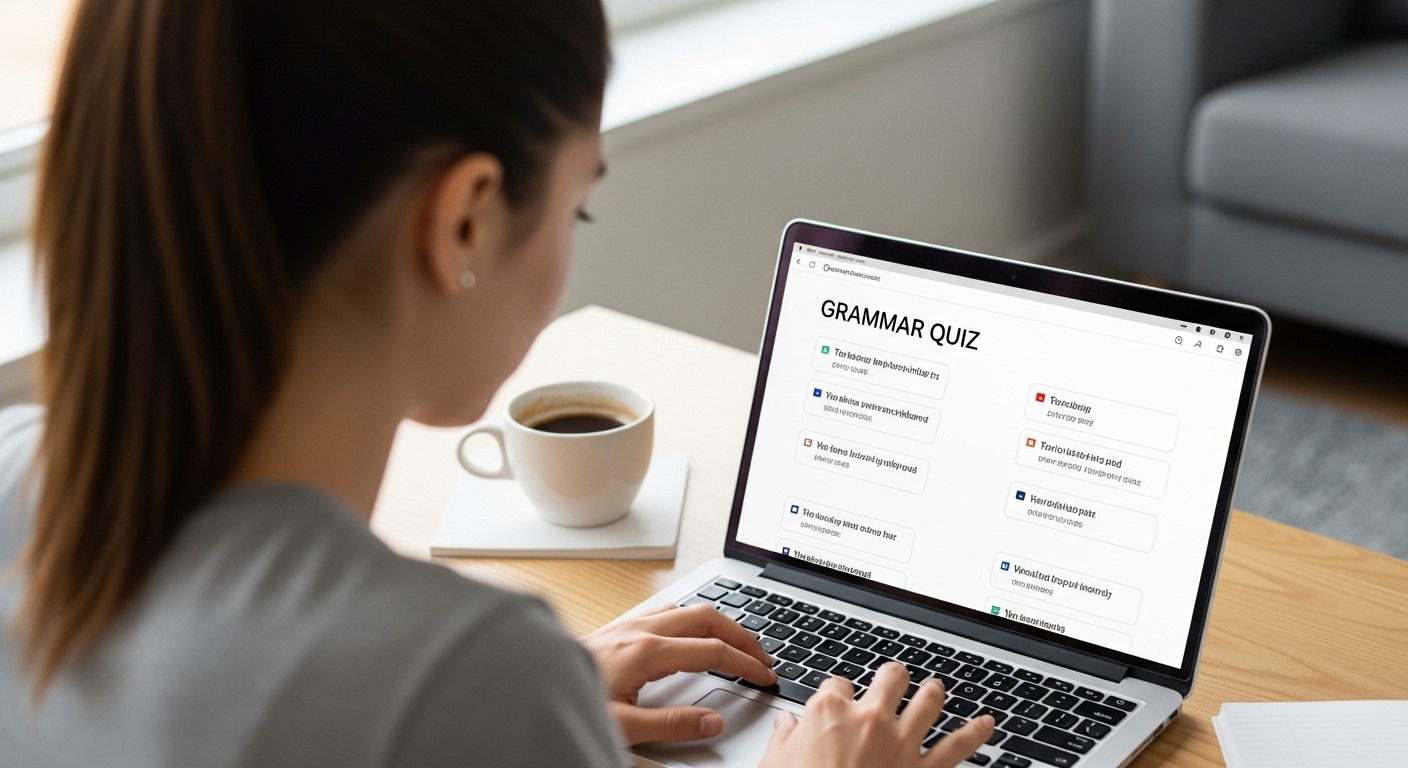 A screenshot-style photo of a digital quiz interface showing four grammatically consistent answer choices, emphasizing fair question design.