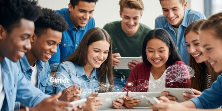 A middle school student using a laptop in class, engaging with Gimkit spaced repetition to boost long-term memory retention