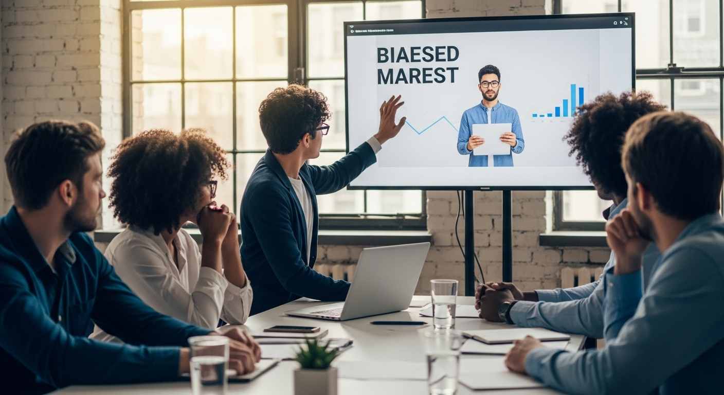 Marketing team reviewing a controversial advertisement on a screen, showing concerns about brand image and diversity
