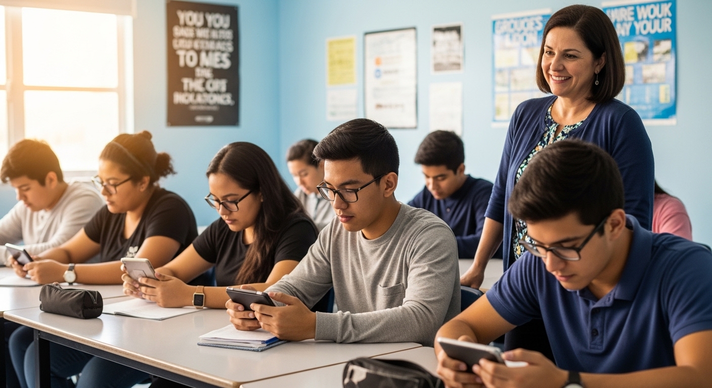 Students calmly engaged in individual educational games on devices, illustrating how learning tools reduce classroom disruptions
