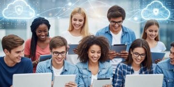 Students enjoying online learning and educational games, powered by a robust and reliable Windows Virtual Private Server (VPS) for seamless performance.