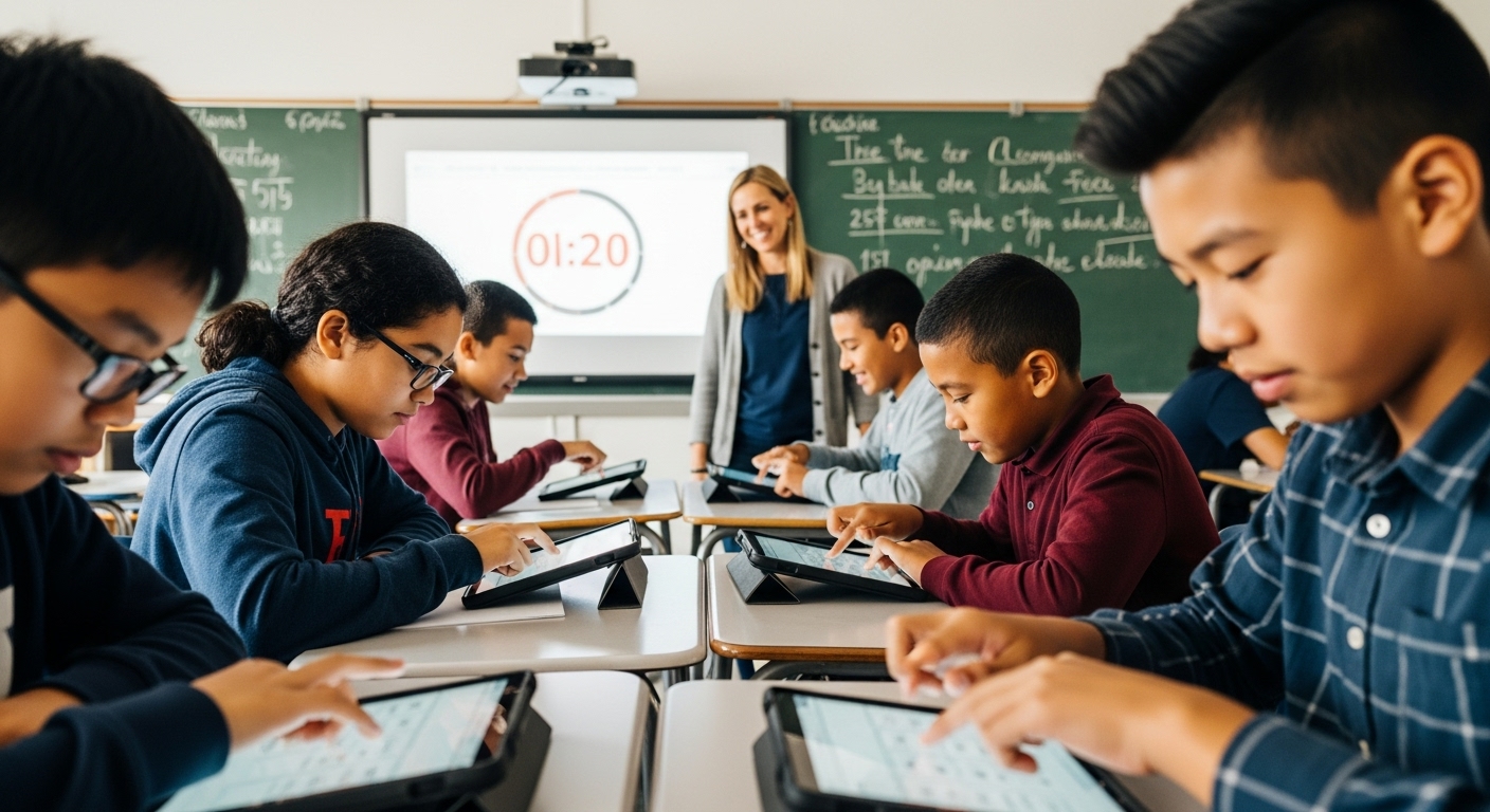 Students channeling extra energy through a quick Gimkit game to improve focus and classroom engagement