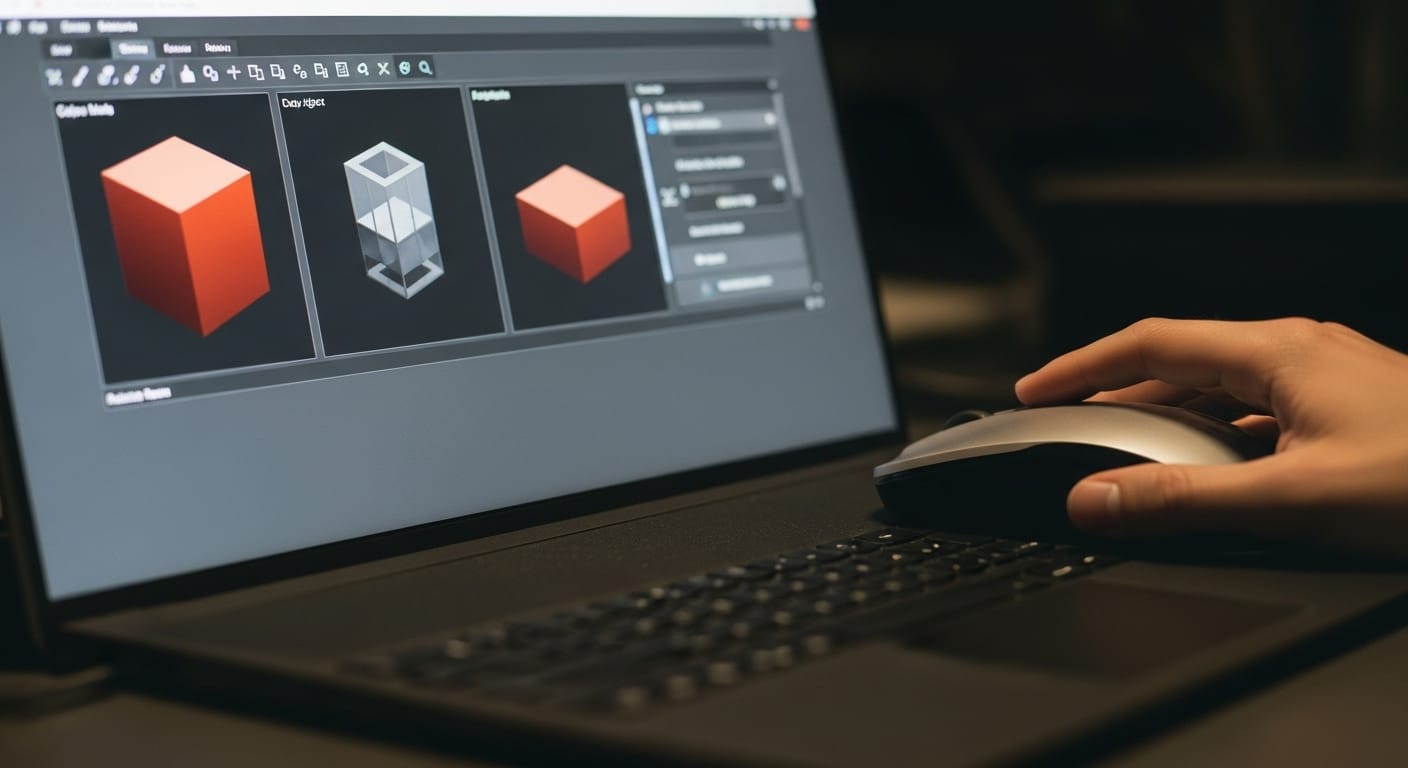 User hovering over objects in Gimkit Creative mode interface using right-click drag, copy, and delete shortcuts