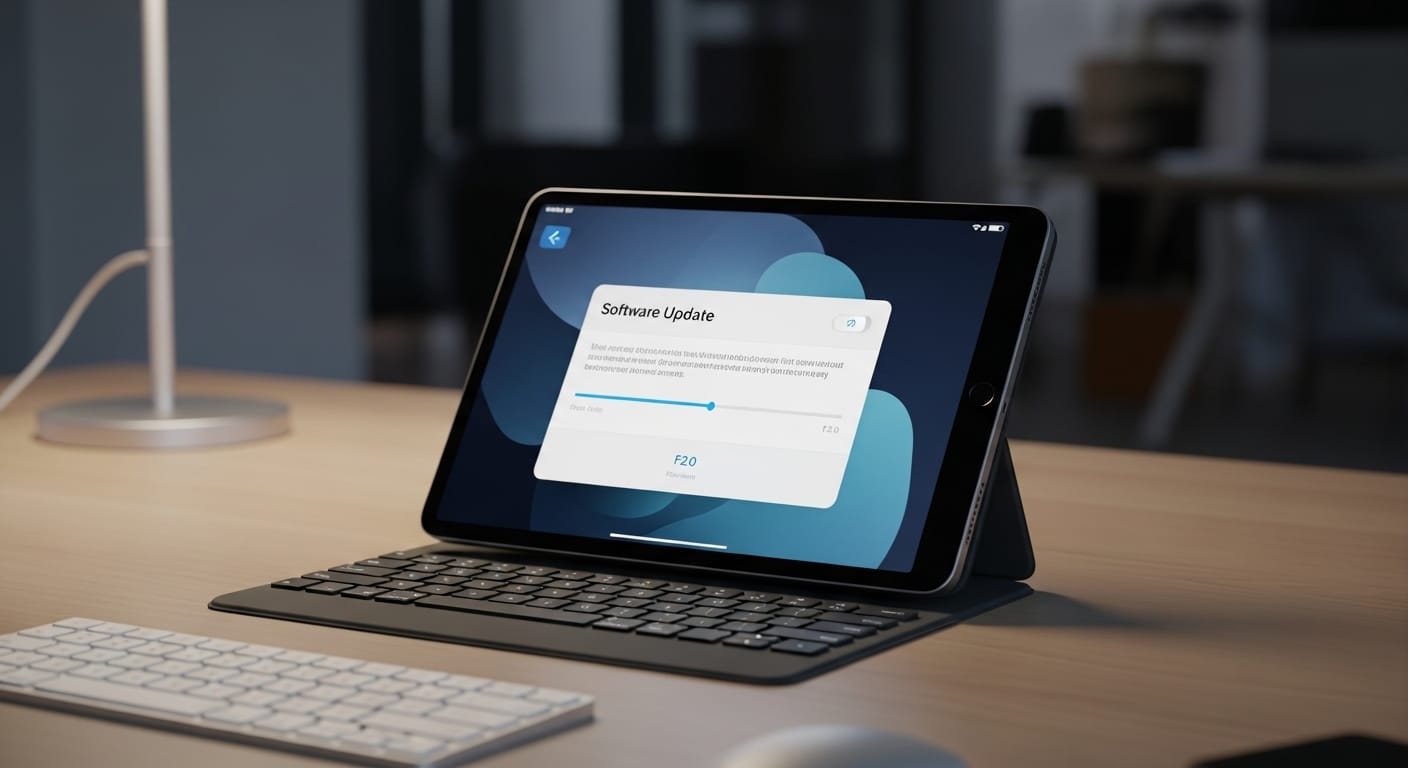 iPad screen showing an iOS update in progress