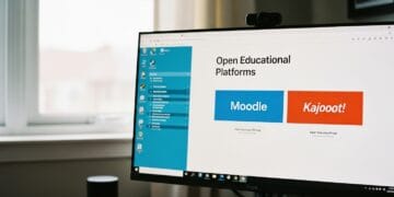 Windows VPS screen showing Moodle and Kahoot! running side by side on a desktop monitor