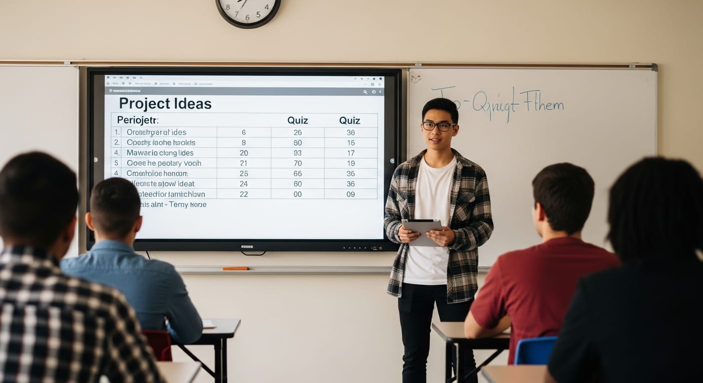 Middle school students working together in teams, giving peer feedback and creating collaborative questions for a project, using KitCollab on Gimkit.