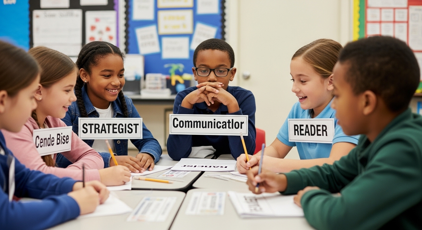 Students collaborating in mixed-skill teams during a classroom quiz game, promoting teamwork and inclusion