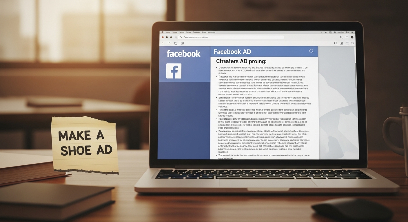 A side-by-side visual of a lazy ad prompt on a Post-it and a detailed marketing prompt typed on a laptop.