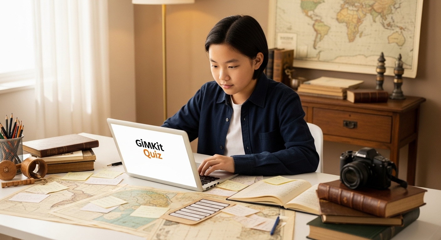Student creating a Gimkit game based on a history research project


