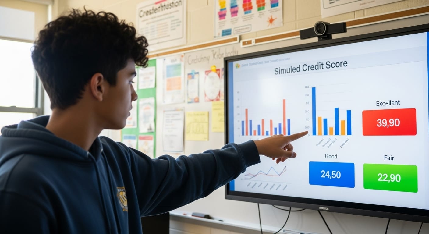 High school student learning about credit and loans using a digital classroom tool