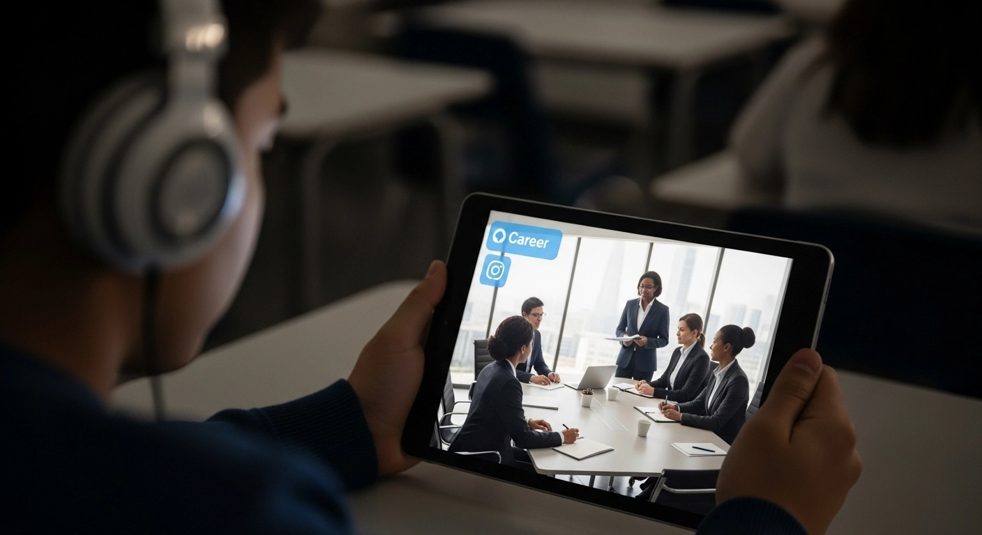 Teacher and students engaged in a meaningful classroom debrief, connecting game lessons to real-world career scenarios