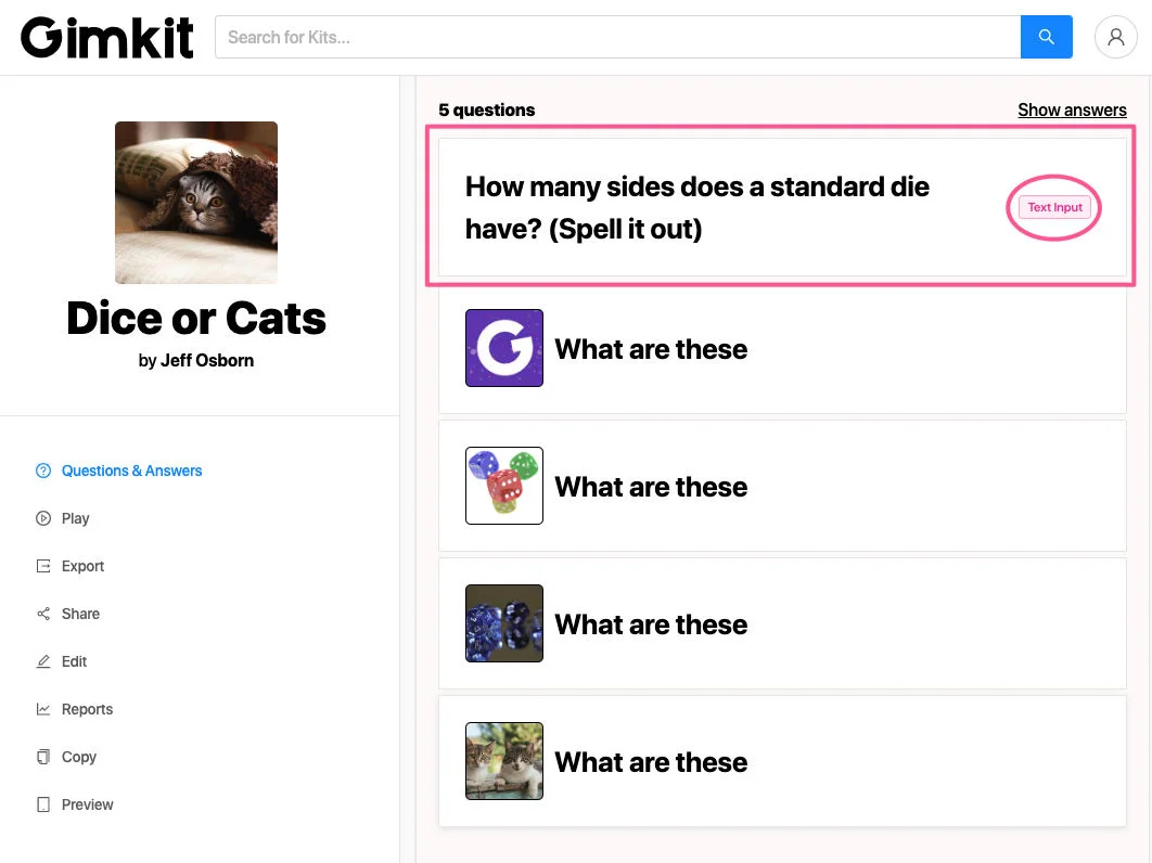 Gimkit Text Input Mode