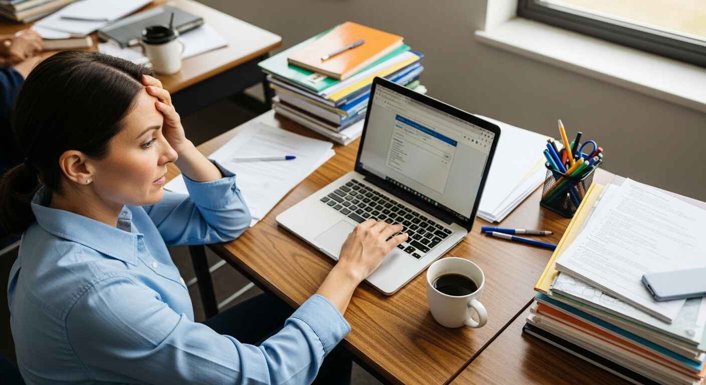 Educator searching for a specific review game on laptop, demonstrating the importance of efficient file naming in the classroom