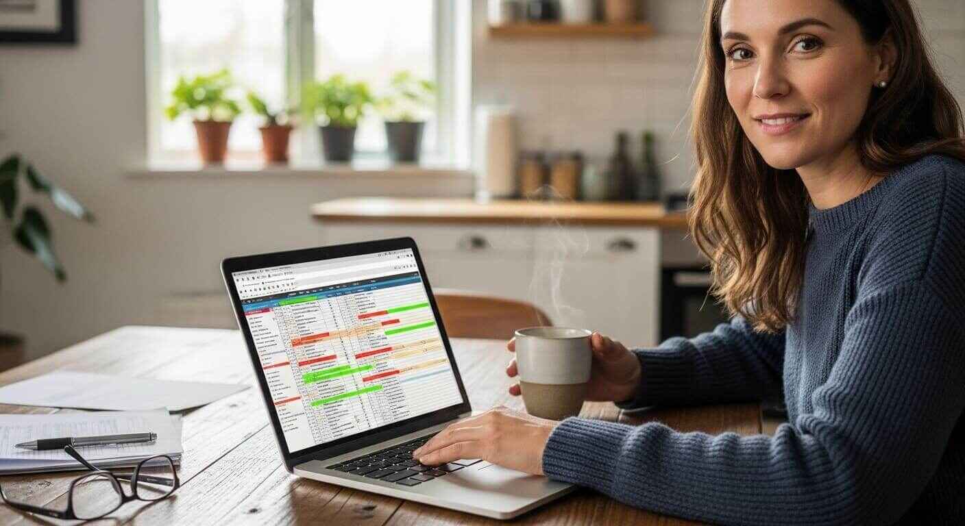 Teacher conducting a regular review of Gimkit kits on a laptop at home.