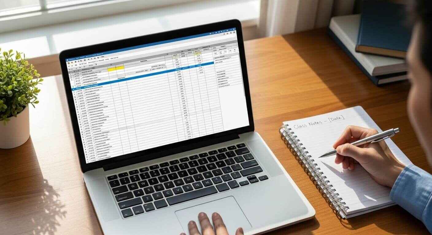 Teacher using an external spreadsheet to track Gimkit kits.