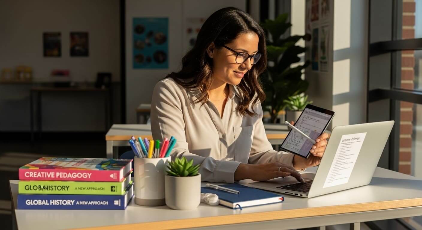 Educator adapting and reusing Gimkit kits for new lesson plans on a computer.