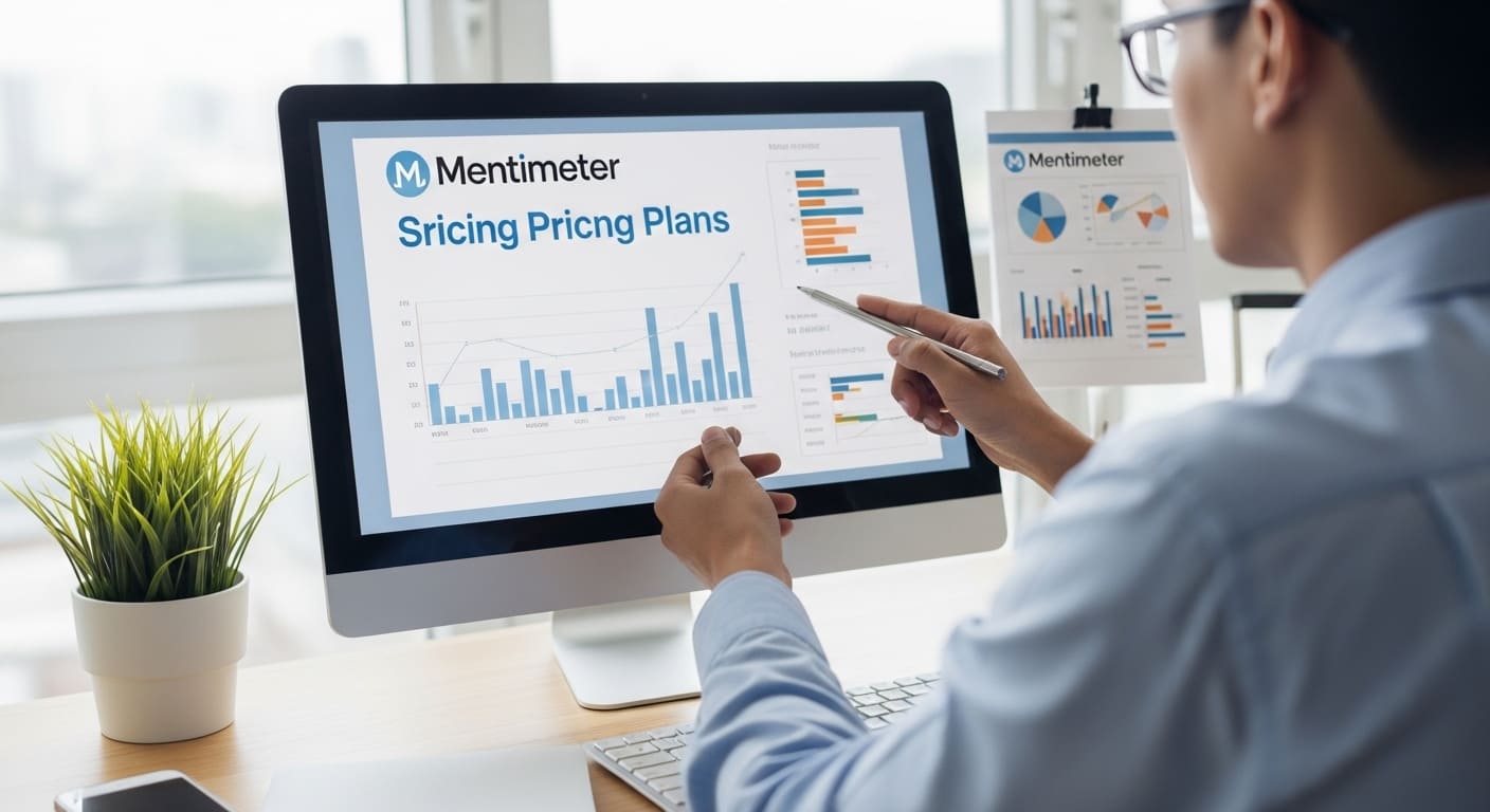 Professional examining Mentimeter’s scalable pricing structure for large audience engagement.