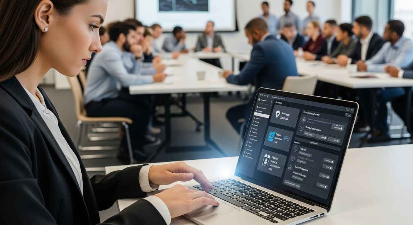 Manager overseeing secure digital training solutions for large corporate teams