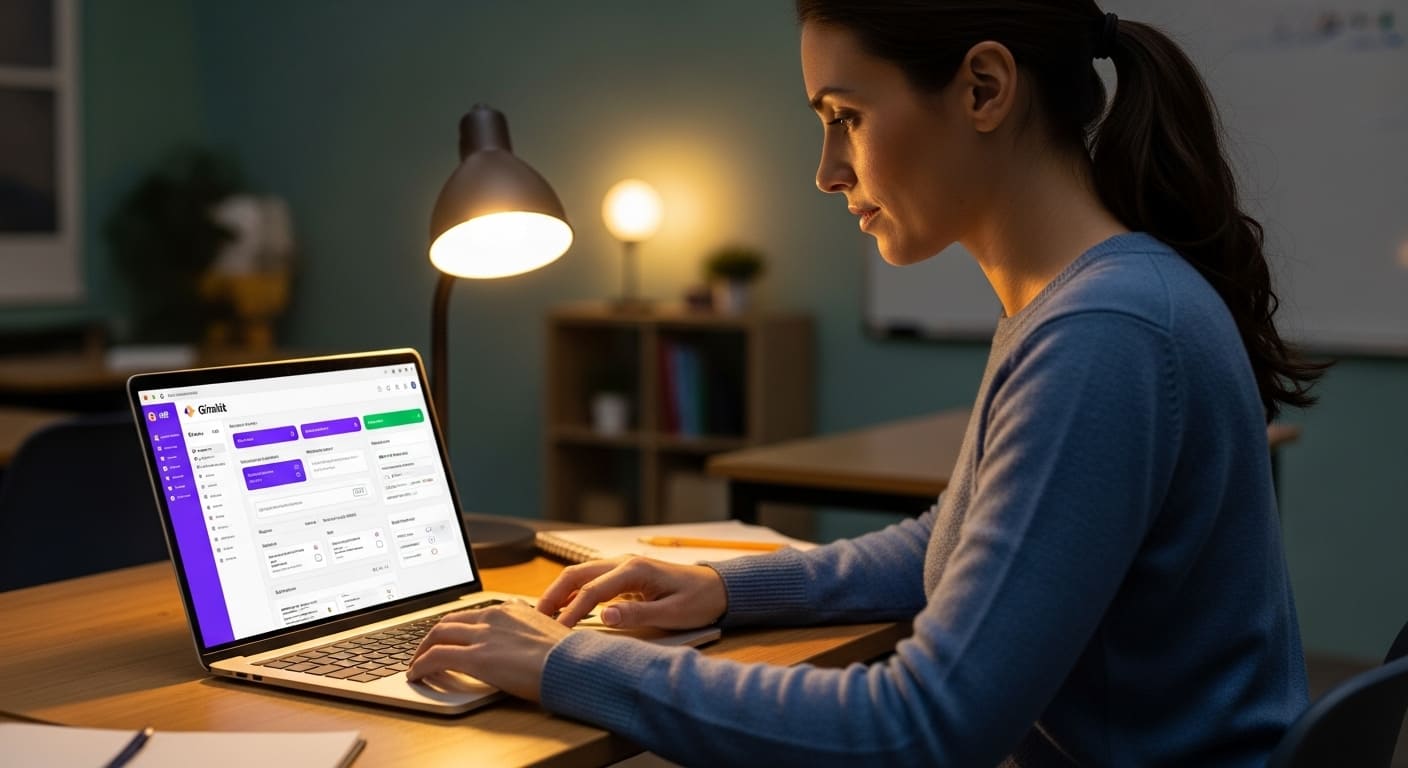 Teacher designing interactive quizzes using Gimkit’s easy content development dashboard.