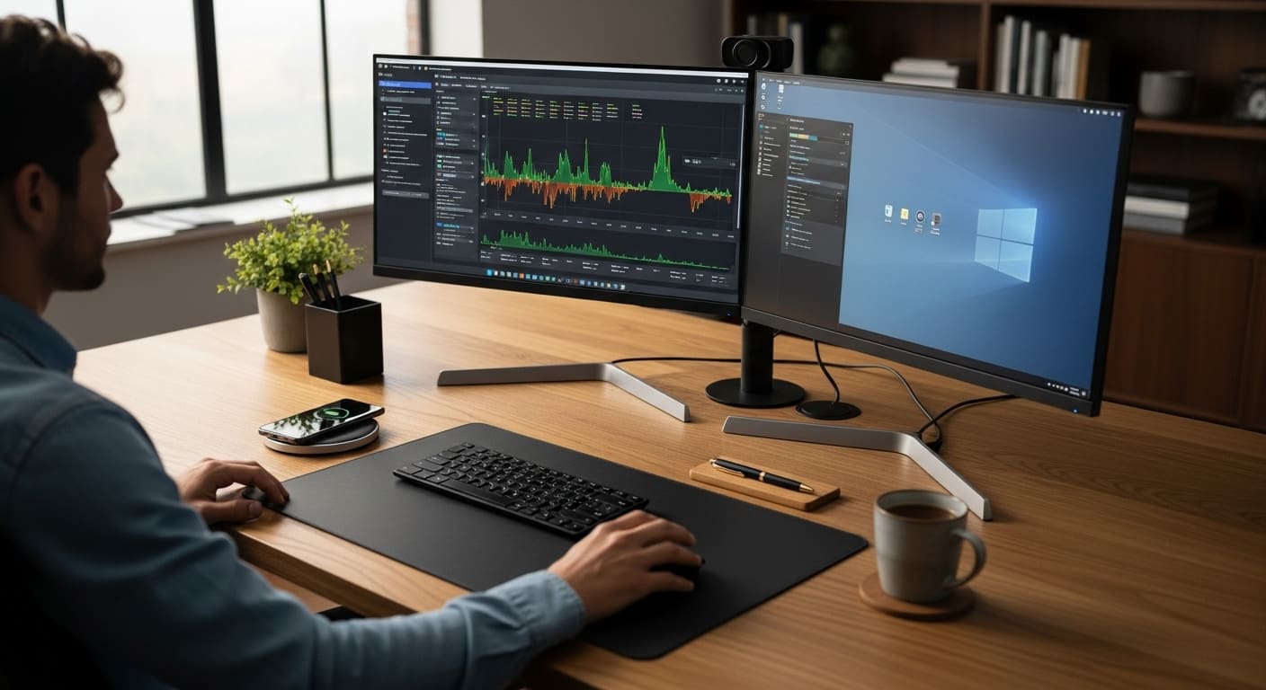 Teacher optimizing computer settings and closing background apps to improve Gimkit performance.