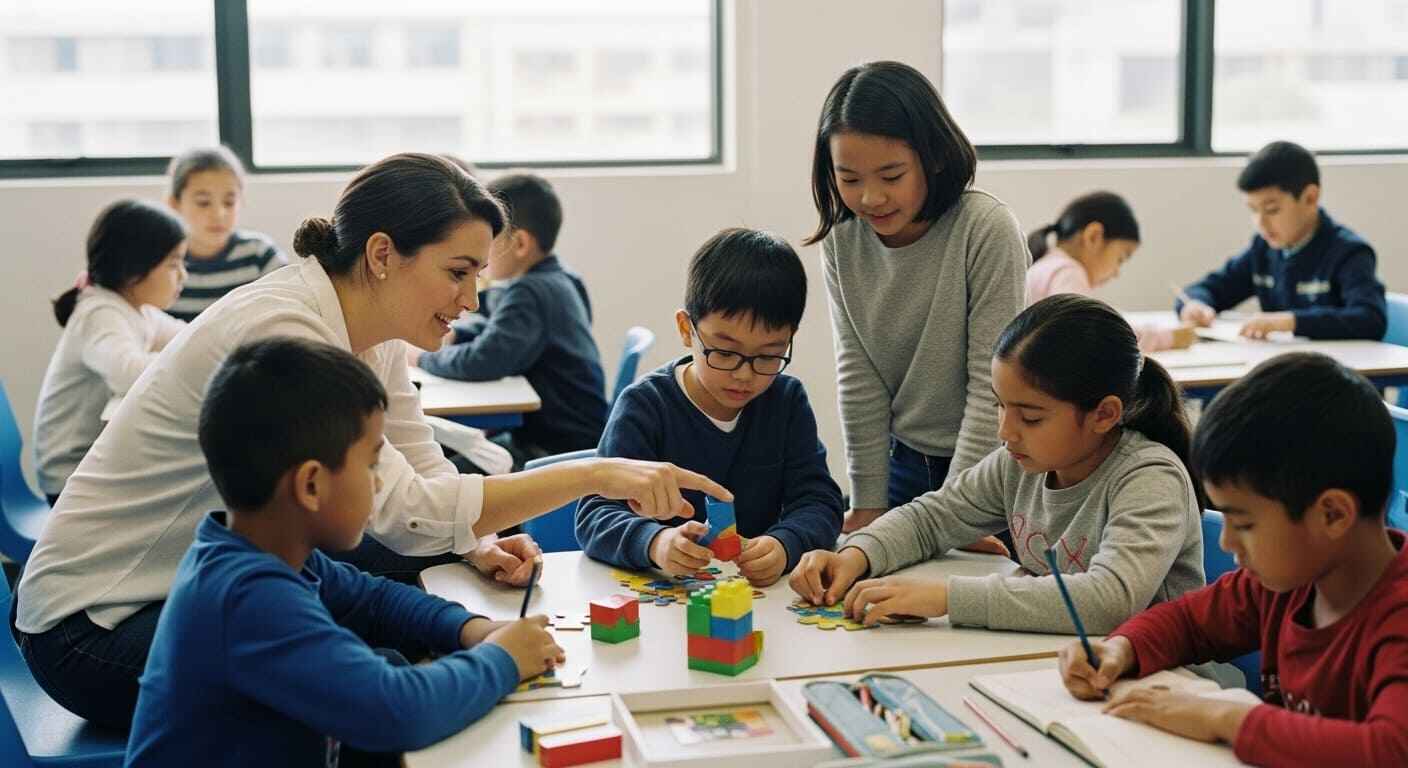 A diverse group of students engaged in classroom learning, symbolizing neurological diversity such as ADHD, autism, and dyslexia.