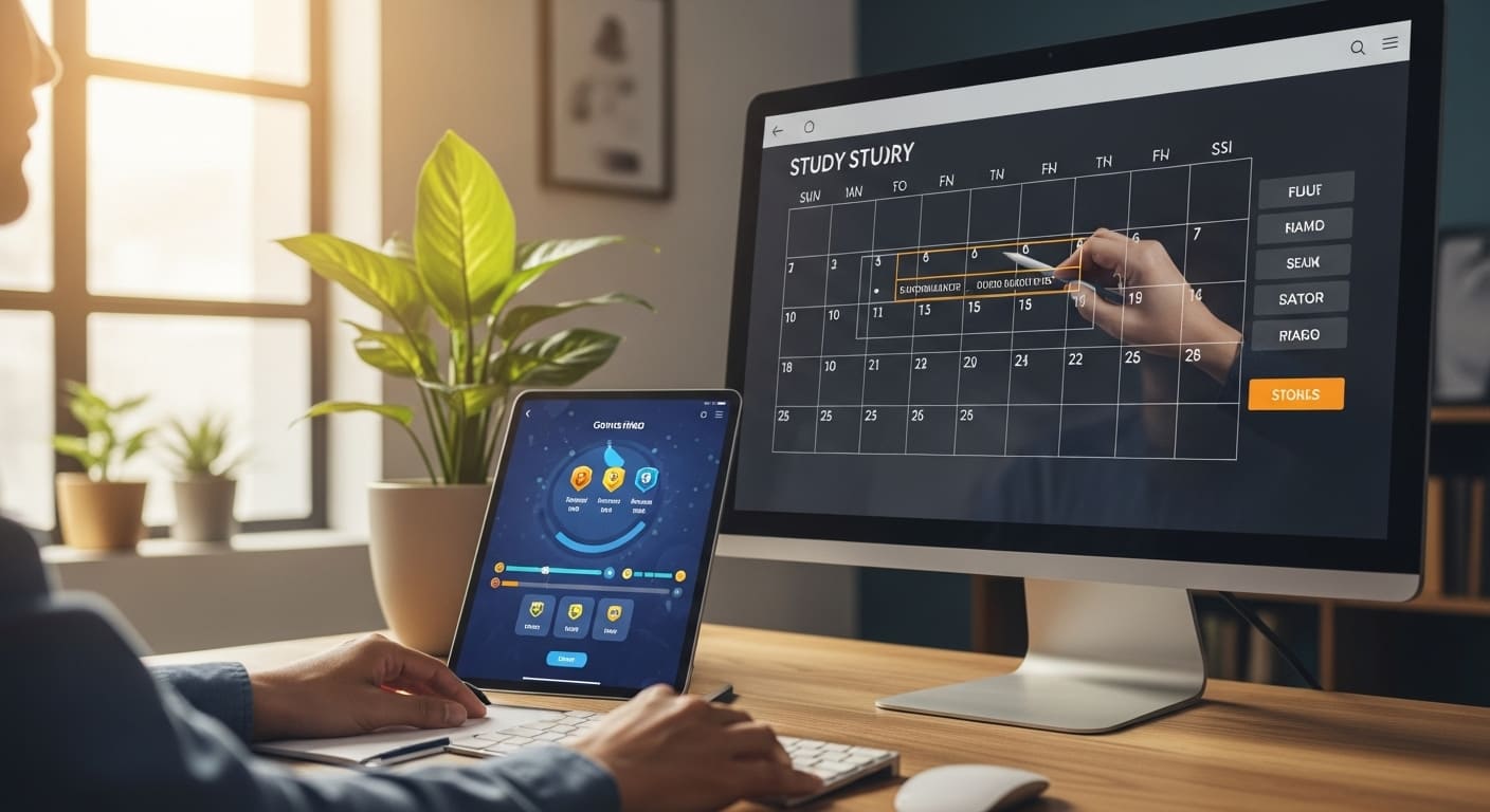 Person organizing digital flashcards and notes for certification prep.