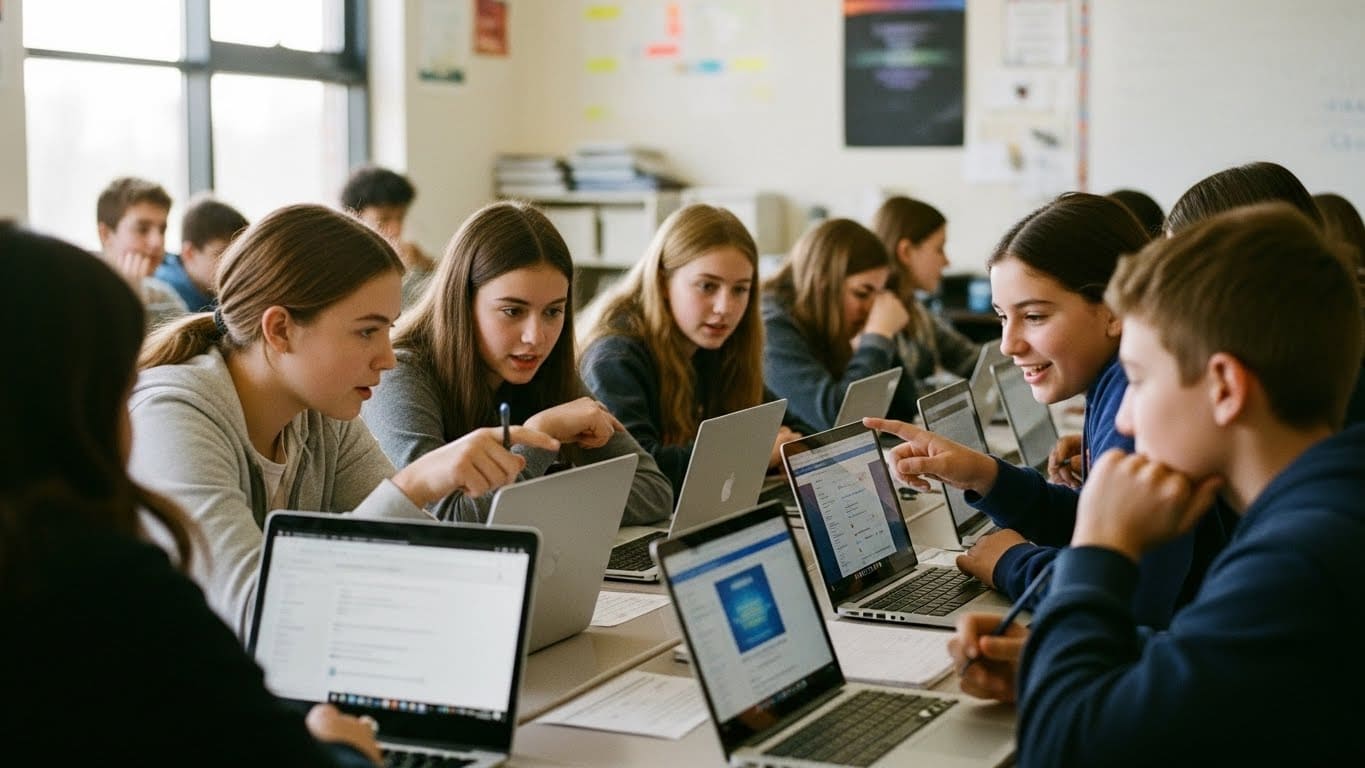 “Students participating in a short gamified review session showing high engagement and focus.”