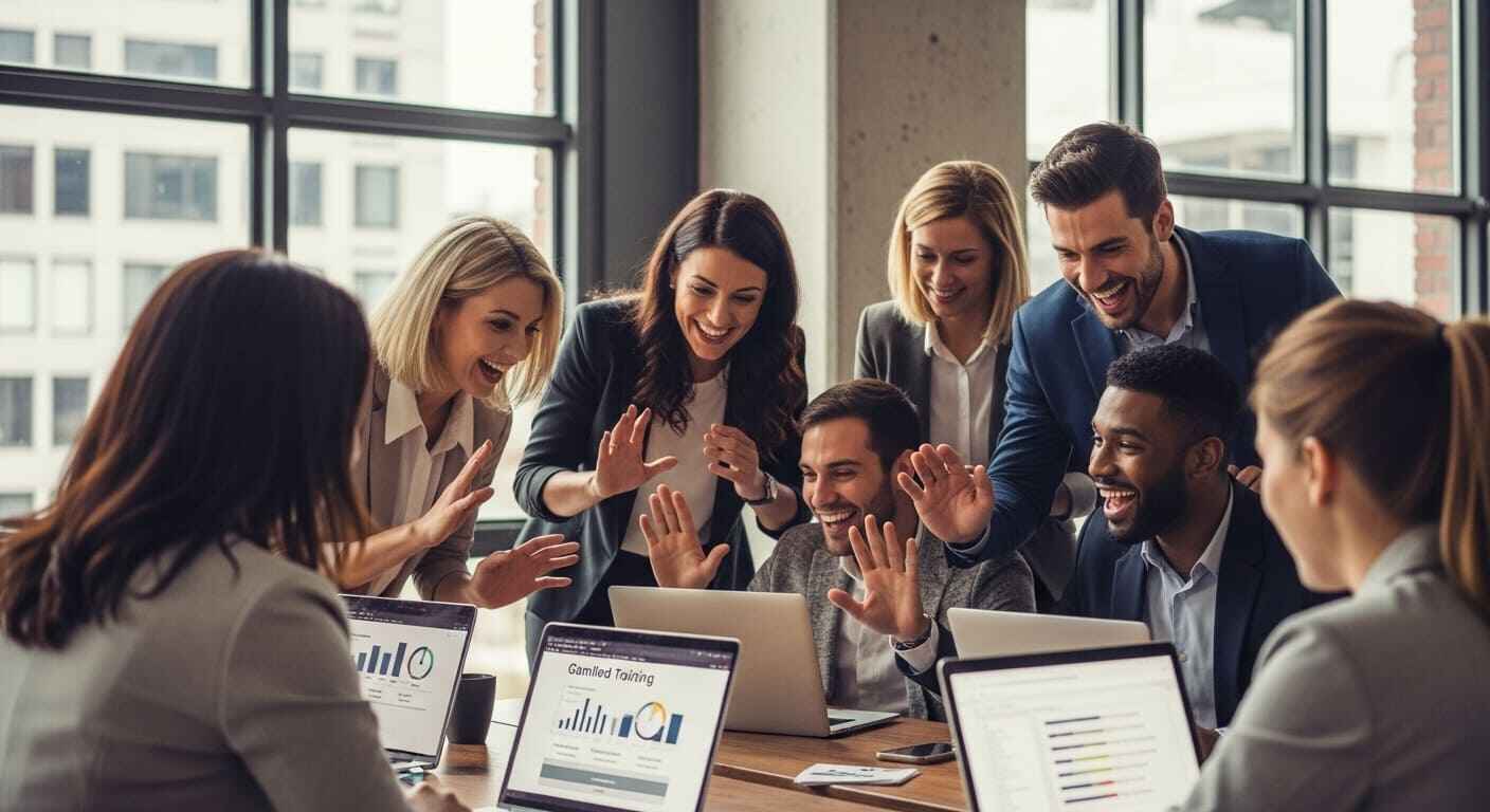 Motivated sales reps engaging in competitive, gamified sales training using Gimkit tools