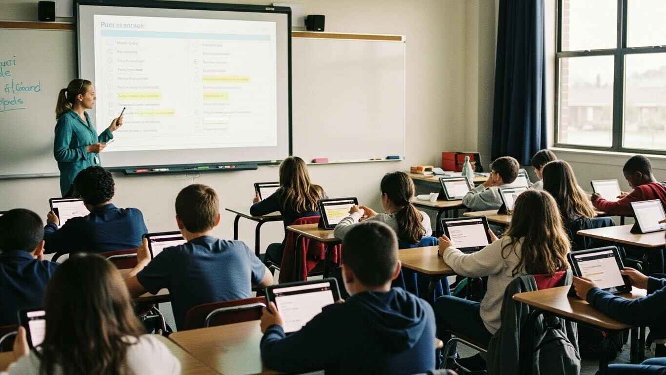 “Teacher keeping students engaged with varied question formats during microlearning activities.”