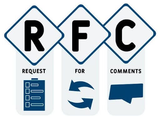 RFC - Request for Comments  acronym. business concept background.  vector illustration concept with keywords and icons. lettering illustration with icons for web banner, flyer, landing